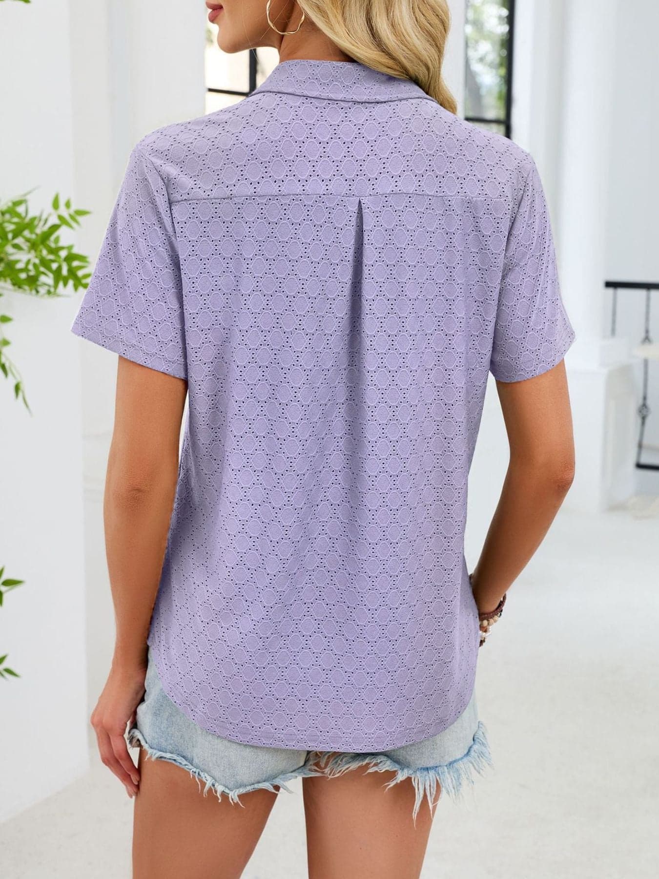 Eyelet Short Sleeve Blouse The Nichole Collection