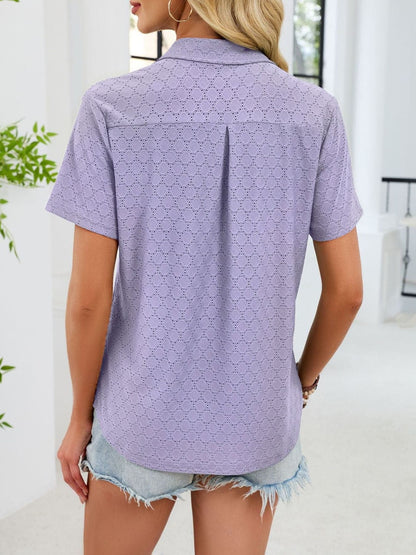 Eyelet Short Sleeve Blouse The Nichole Collection