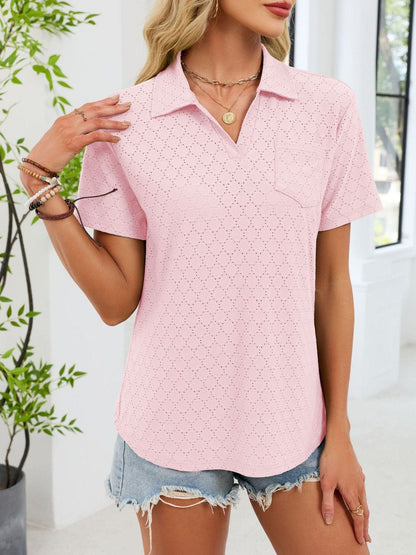Eyelet Short Sleeve Blouse The Nichole Collection