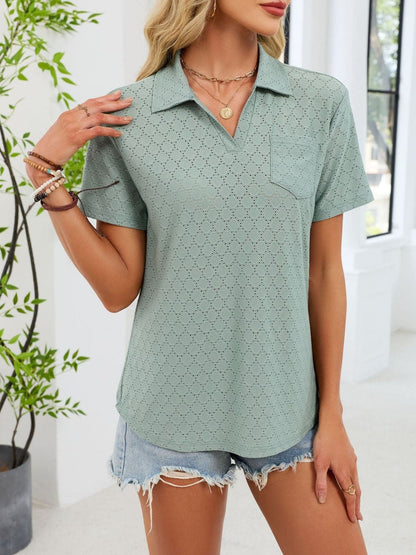 Eyelet Short Sleeve Blouse The Nichole Collection