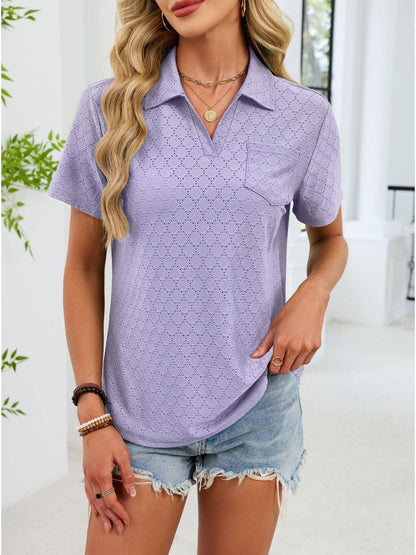 Eyelet Short Sleeve Blouse The Nichole Collection