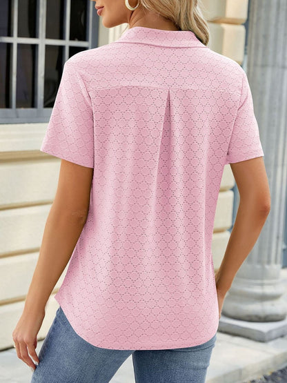 Eyelet Short Sleeve Blouse The Nichole Collection