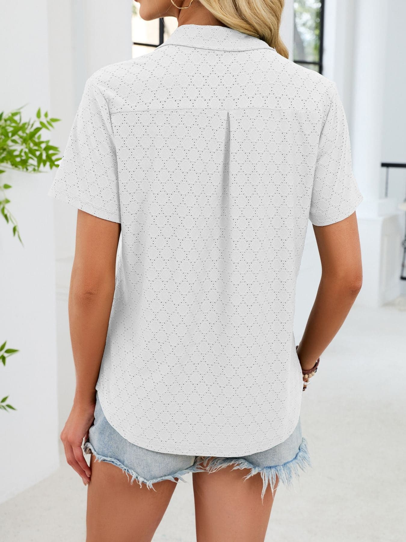 Eyelet Short Sleeve Blouse The Nichole Collection