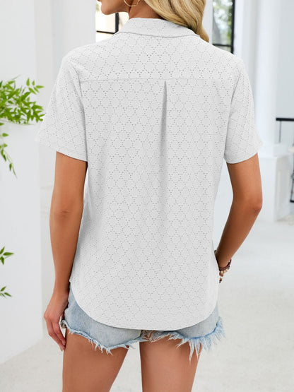 Eyelet Short Sleeve Blouse The Nichole Collection