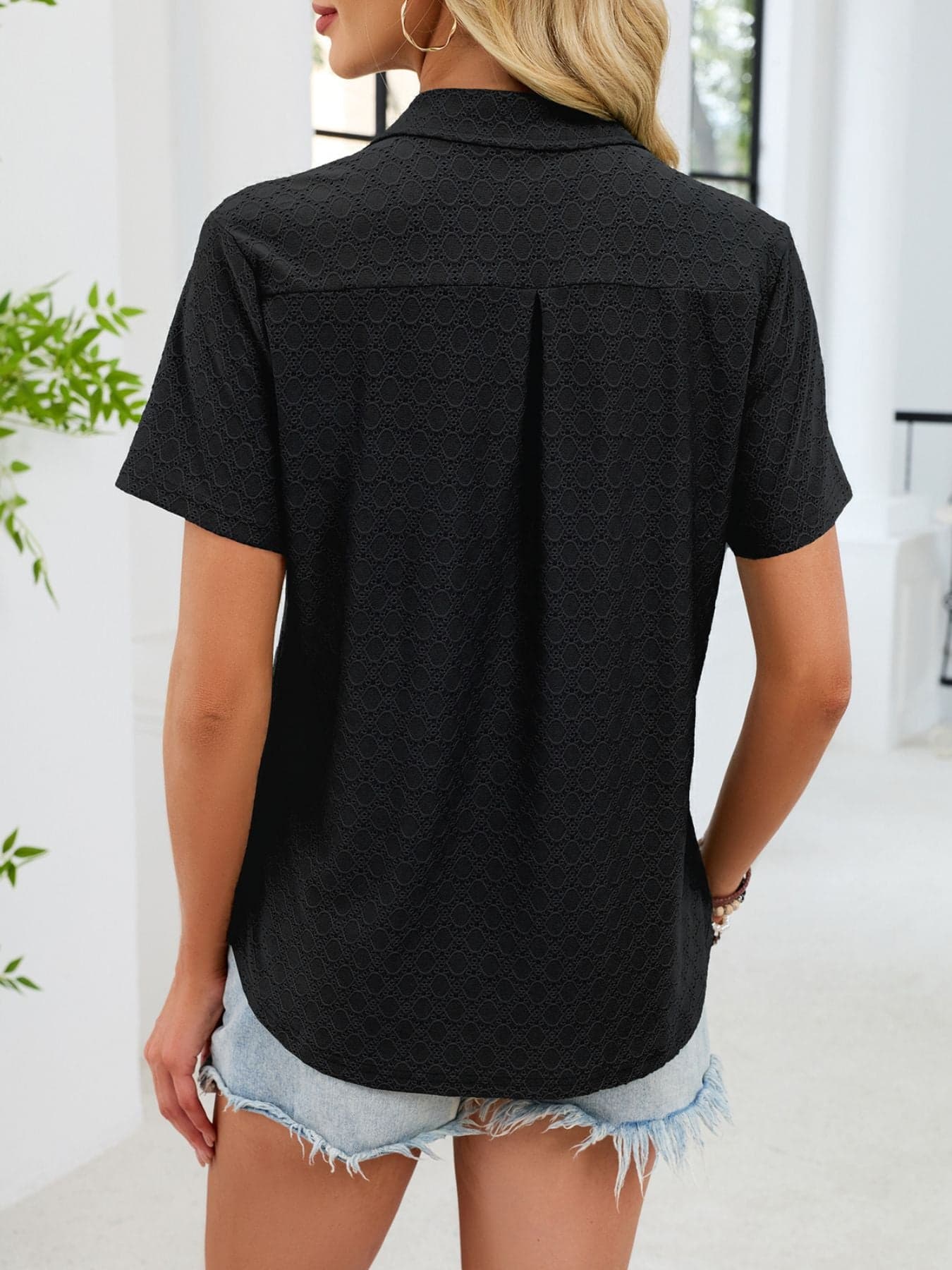 Eyelet Short Sleeve Blouse The Nichole Collection