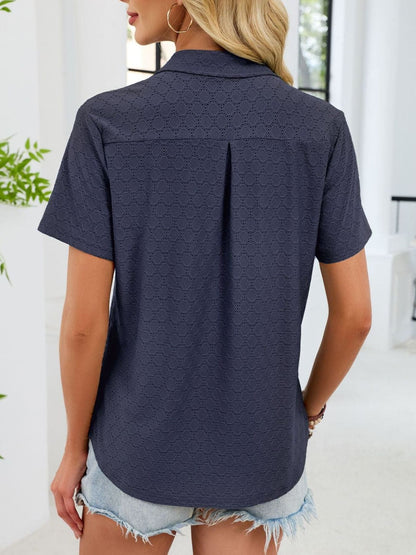 Eyelet Short Sleeve Blouse The Nichole Collection