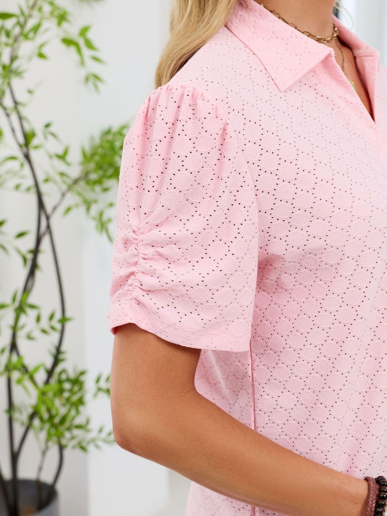 Eyelet Short Sleeve Blouse The Nichole Collection