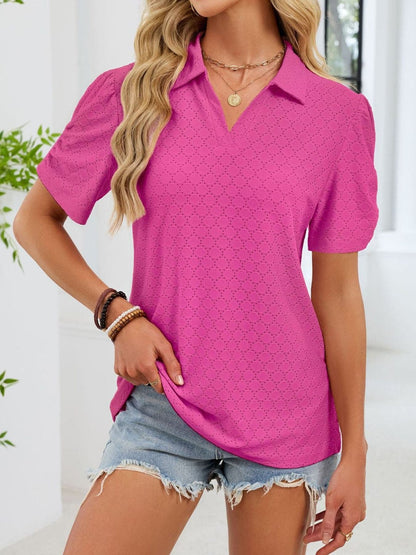 Eyelet Short Sleeve Blouse The Nichole Collection