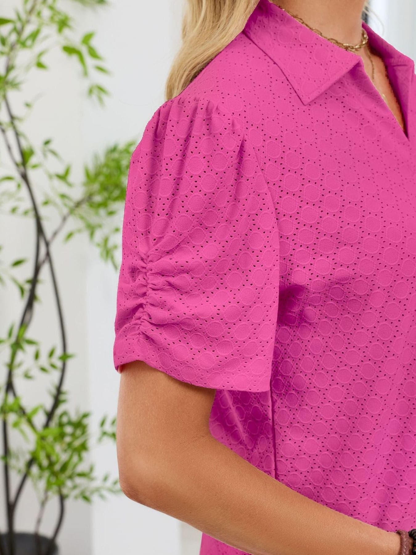Eyelet Short Sleeve Blouse The Nichole Collection