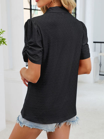 Eyelet Short Sleeve Blouse The Nichole Collection