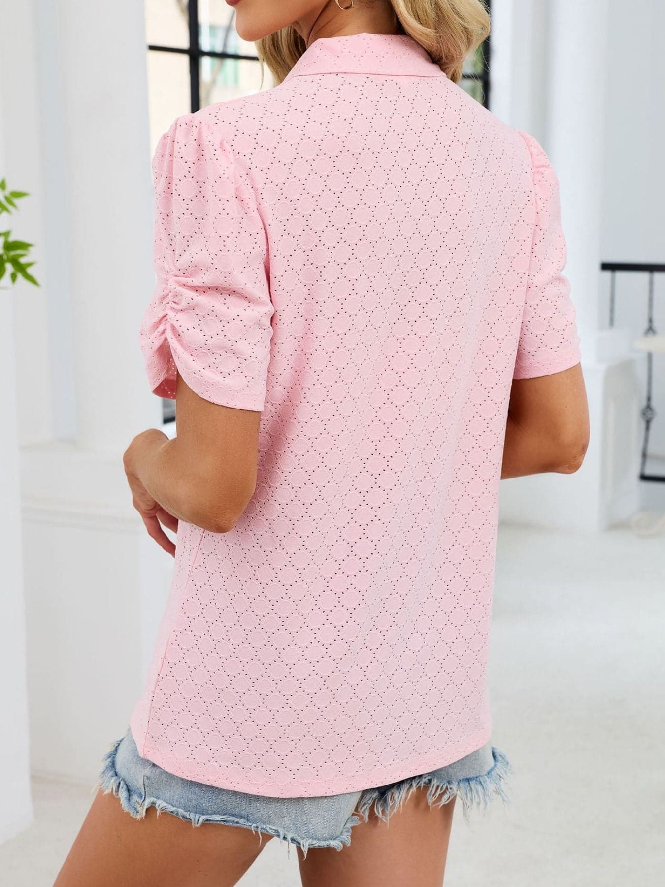 Eyelet Short Sleeve Blouse The Nichole Collection