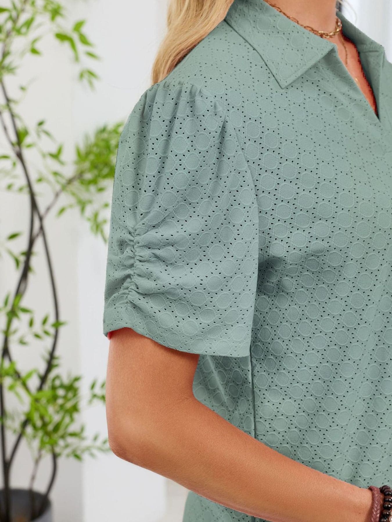 Eyelet Short Sleeve Blouse The Nichole Collection