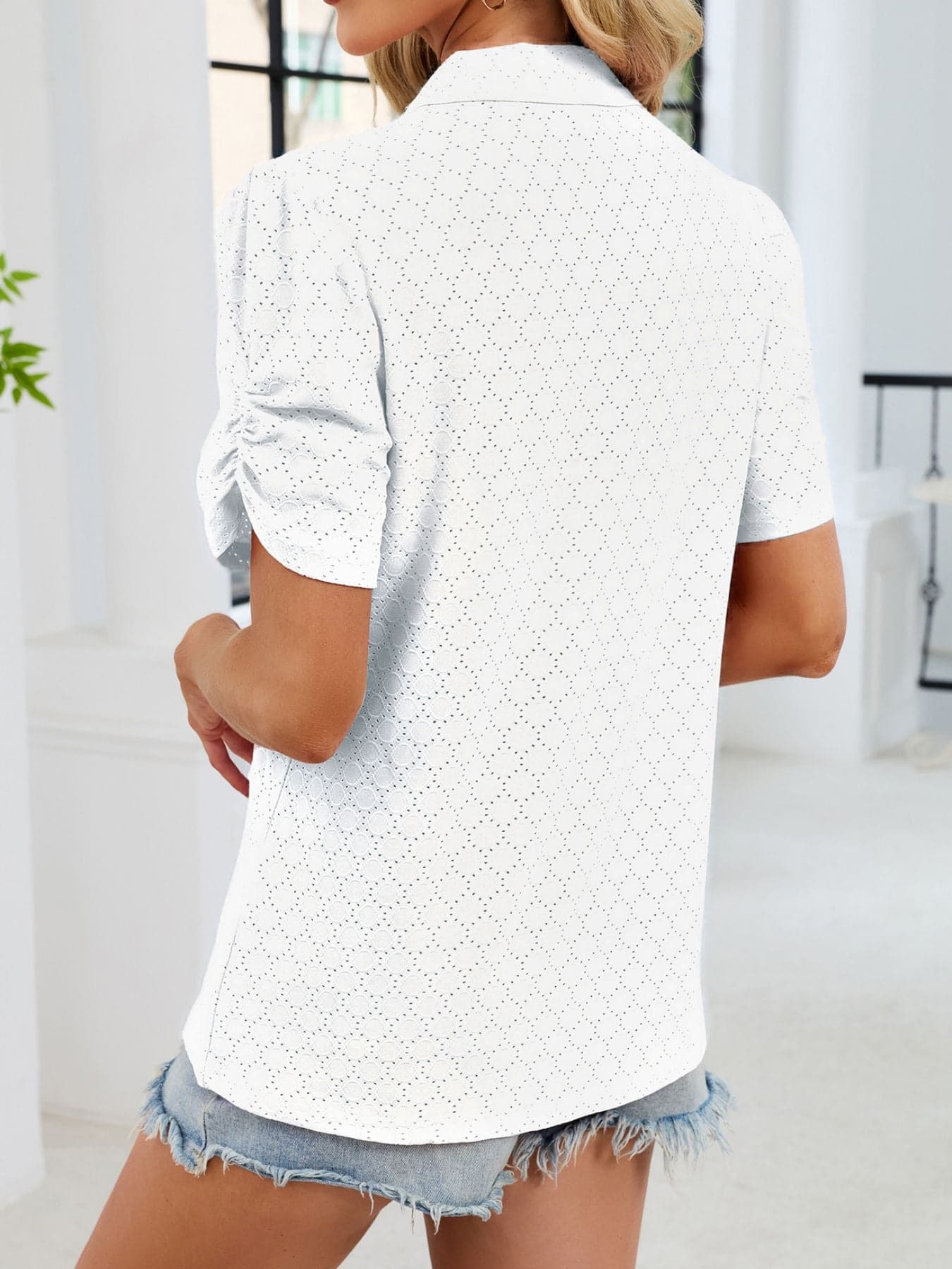 Eyelet Short Sleeve Blouse The Nichole Collection