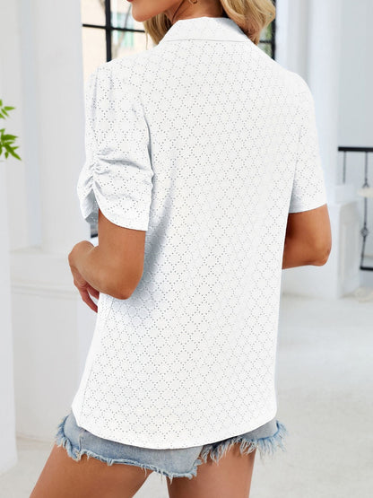 Eyelet Short Sleeve Blouse The Nichole Collection