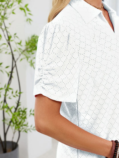 Eyelet Short Sleeve Blouse The Nichole Collection