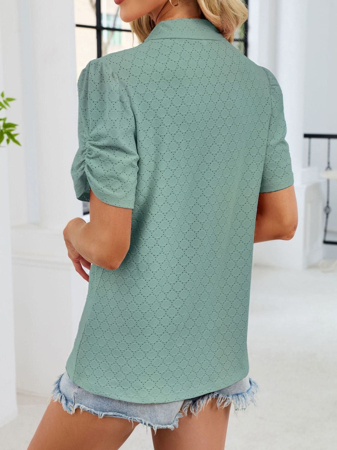 Eyelet Short Sleeve Blouse The Nichole Collection