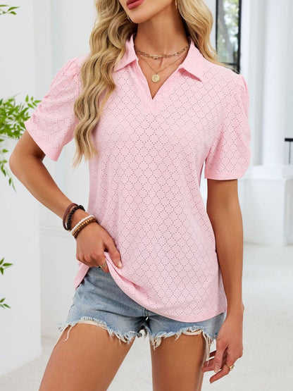 Eyelet Short Sleeve Blouse The Nichole Collection