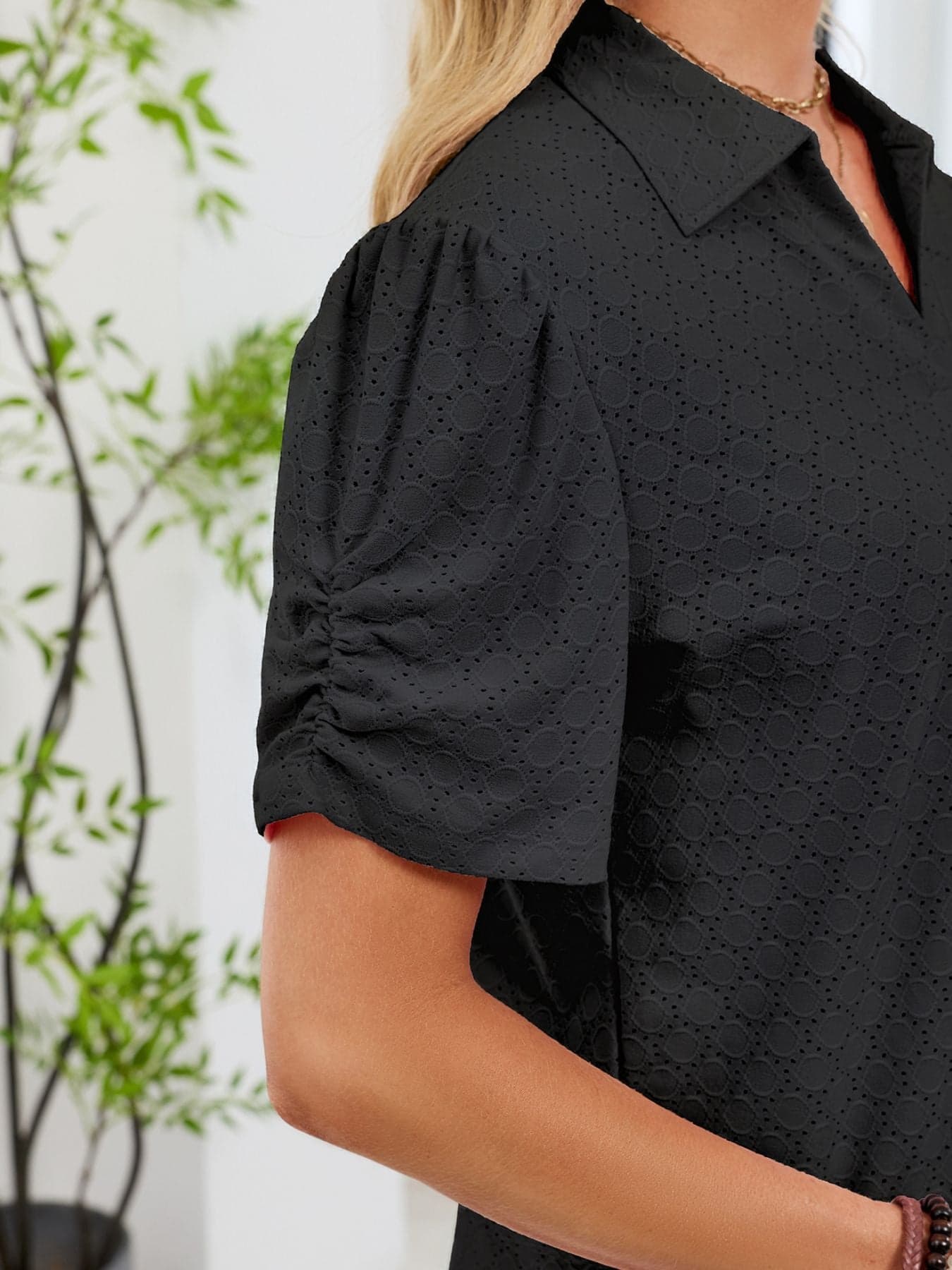 Eyelet Short Sleeve Blouse The Nichole Collection