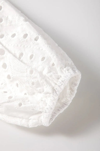 Eyelet V-Neck Long Sleeve Blouse The Nichole Collection