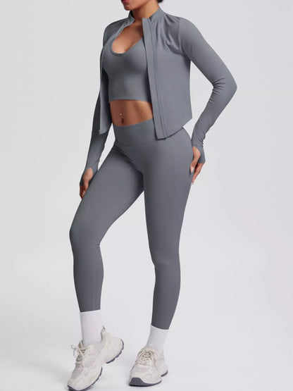 Tank, Zip-Up Jacket and Leggings Active Set The Nichole Collection - Official Site