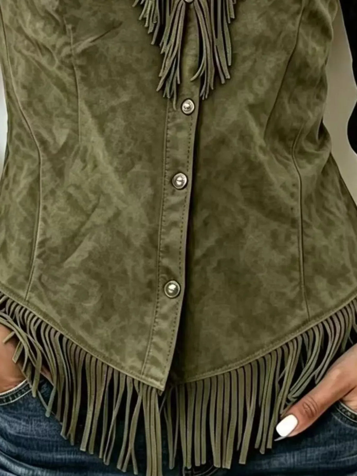 BUTTON FRONT FRINGE TOP The Nichole Collection - Official Site