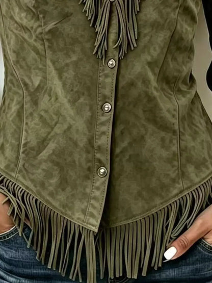 BUTTON FRONT FRINGE TOP The Nichole Collection - Official Site