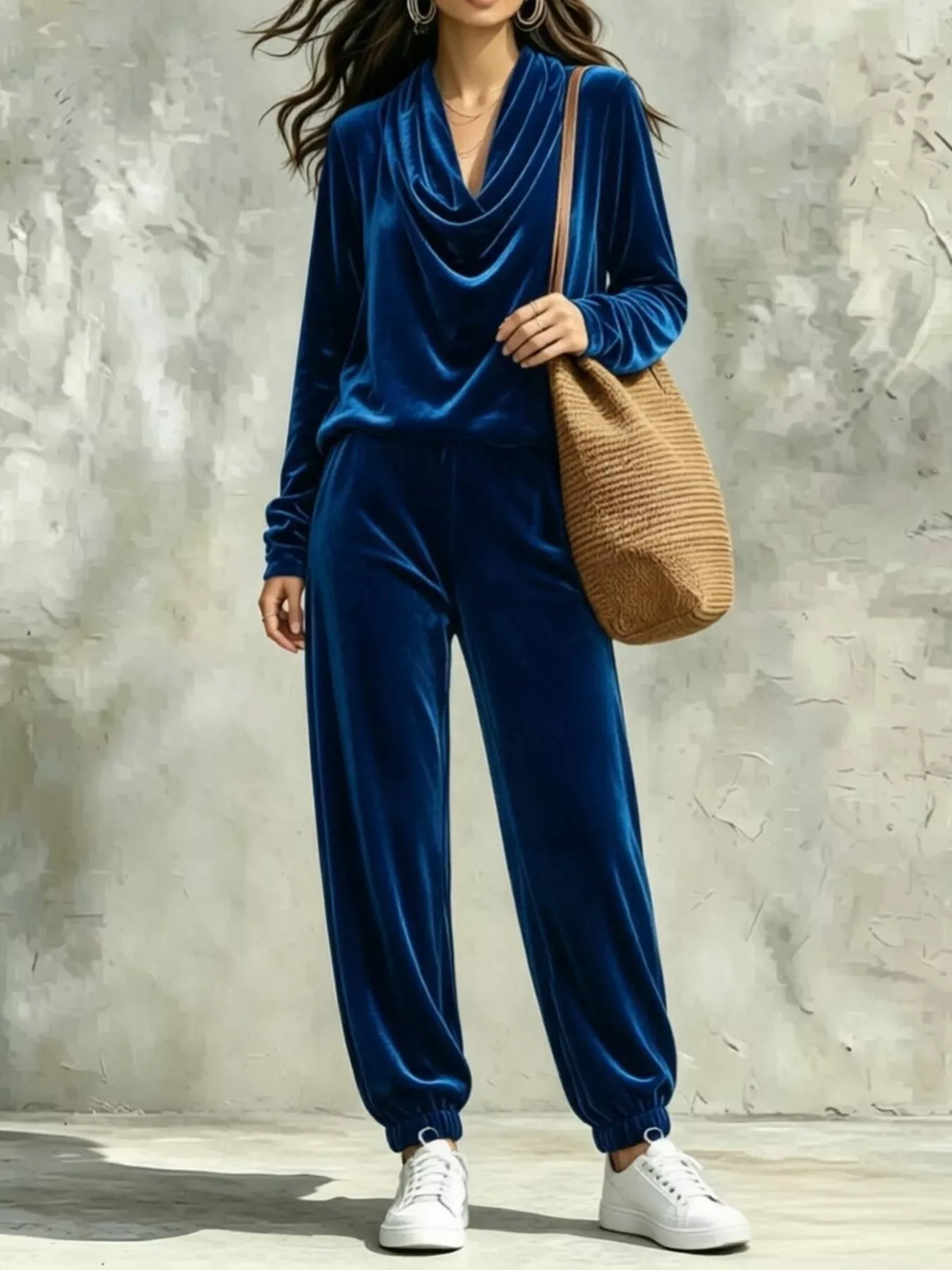 Velvet Cowl-Neck Top & Jogger Pants Set The Nichole Collection - Official Site