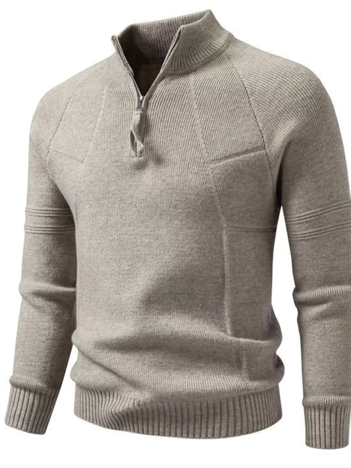 Men's Quarter-Zip Ribbed-Knit Sweater Jonathan M Collection