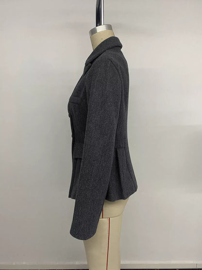 Double-Breasted Peplum Blazer The Nichole Collection