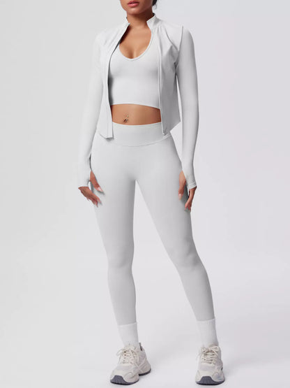 Tank, Zip-Up Jacket and Leggings Active Set The Nichole Collection - Official Site