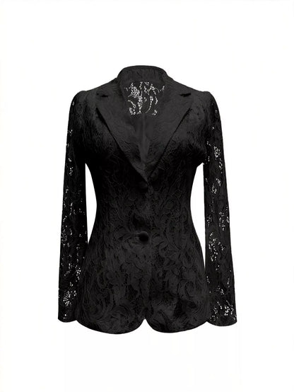 Lace Button-Up Fitted Blazer The Nichole Collection - Official Site