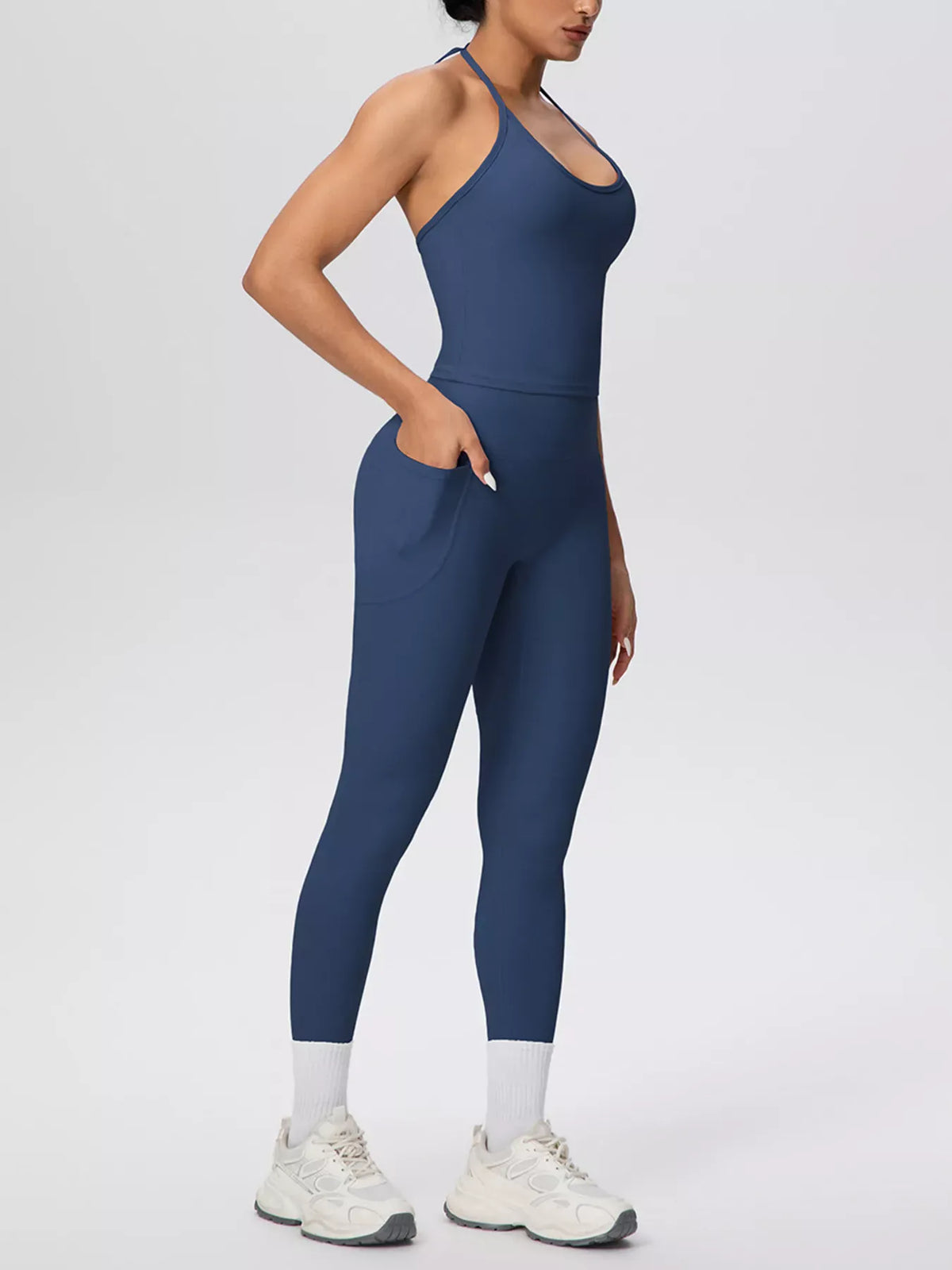 Halter-Neck Cami and High-Waisted Leggings Active Set The Nichole Collection - Official Site