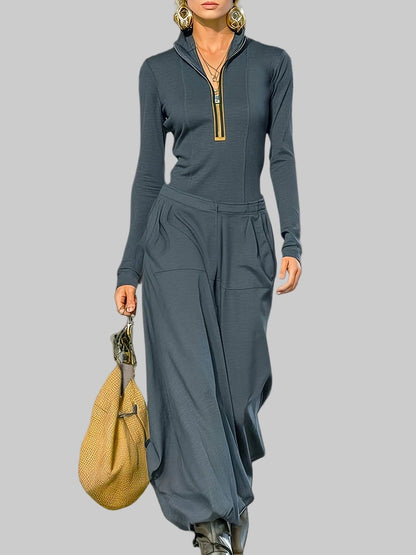 Women's Half-Zip Loungewear Set - Casual Two Piece Outfit