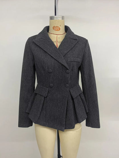 Double-Breasted Peplum Blazer The Nichole Collection