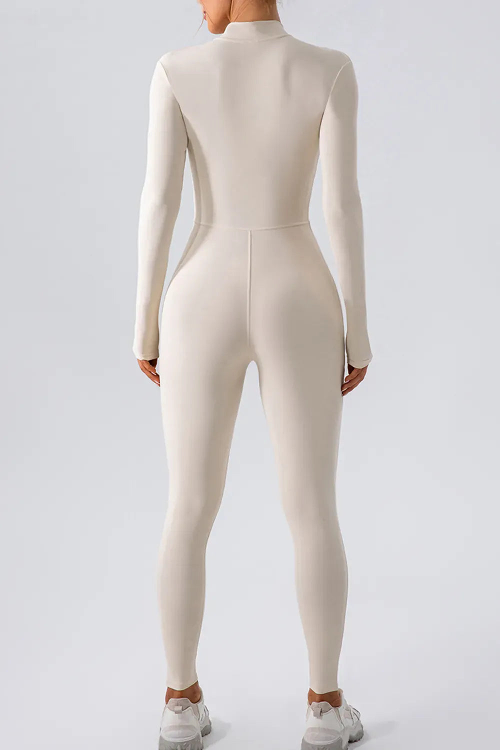 Half-Zip Mock-Neck Active Jumpsuit - Dark Blue / S