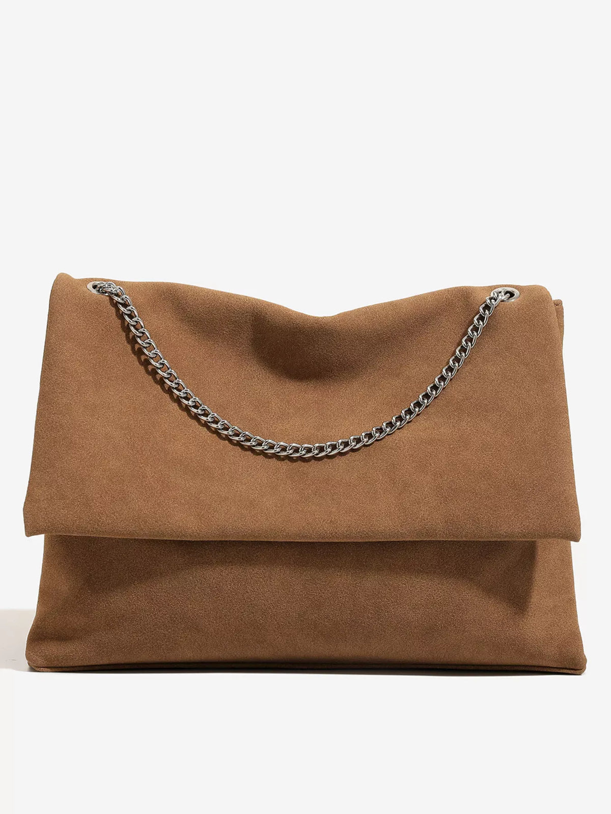 SUEDE FOLD-OVER CHAIN SHOULDER BAG The Nichole Collection - Official Site