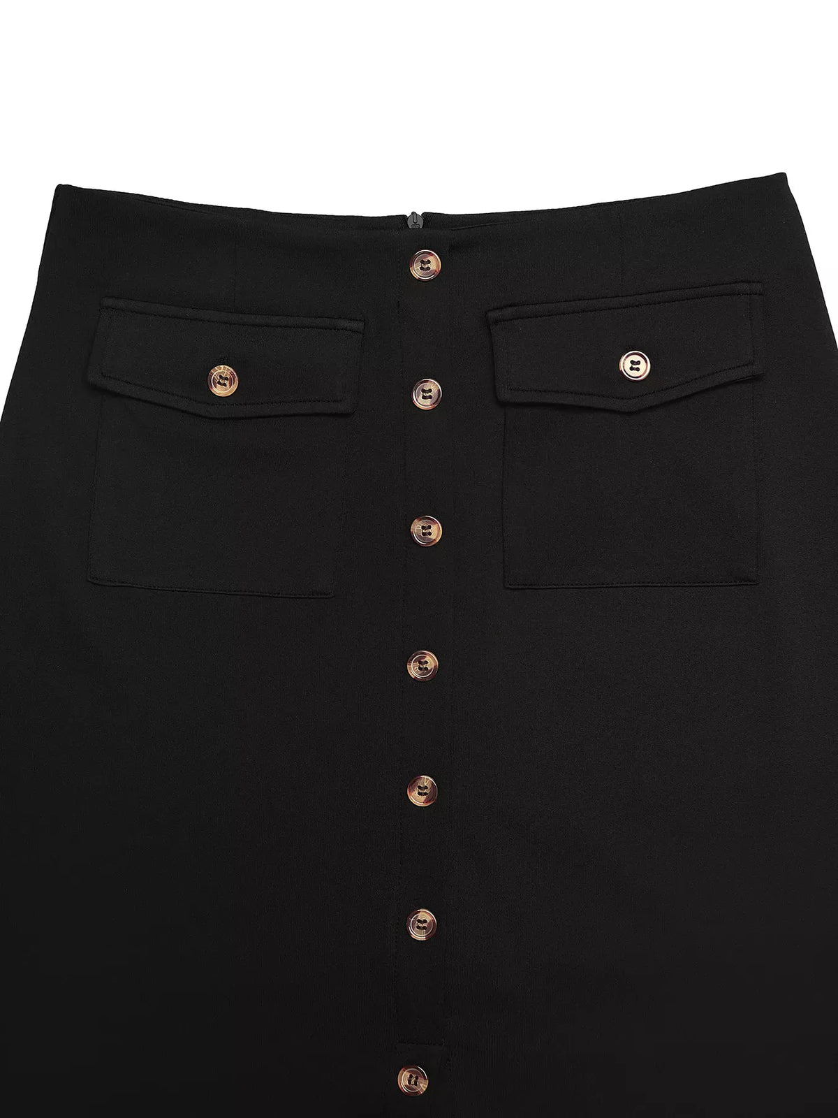 BUTTON-FRONT POCKETED MIDI SKIRT The Nichole Collection - Official Site