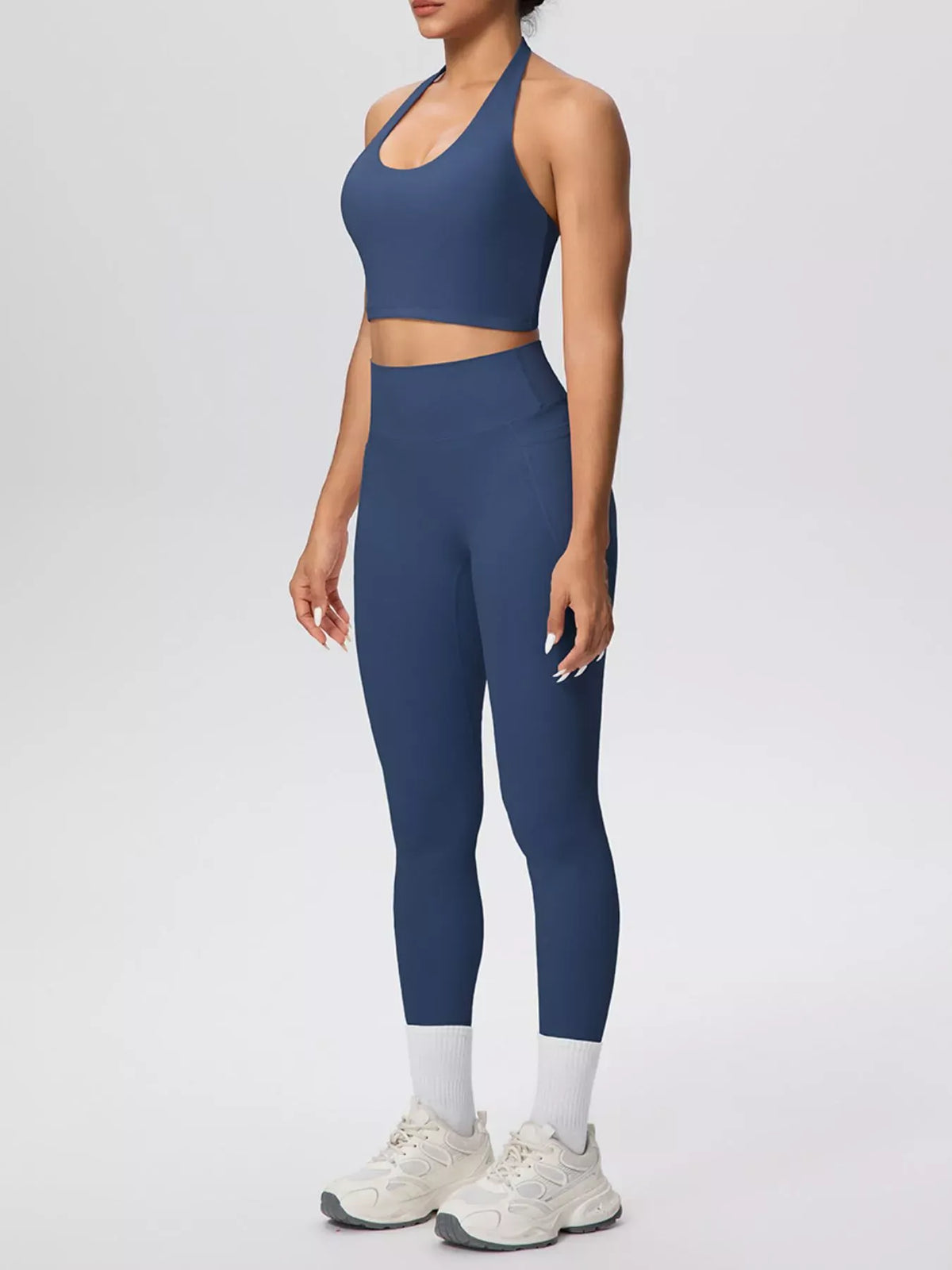 Halter-Neck Crop Top and High-Waisted Leggings Active Set The Nichole Collection - Official Site