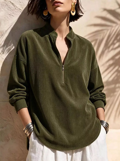 ASPEN CORDUROY HALF-ZIP SWEATER The Nichole Collection - Official Site