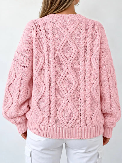 Cable-Knit Round-Neck Sweater The Nichole Collection