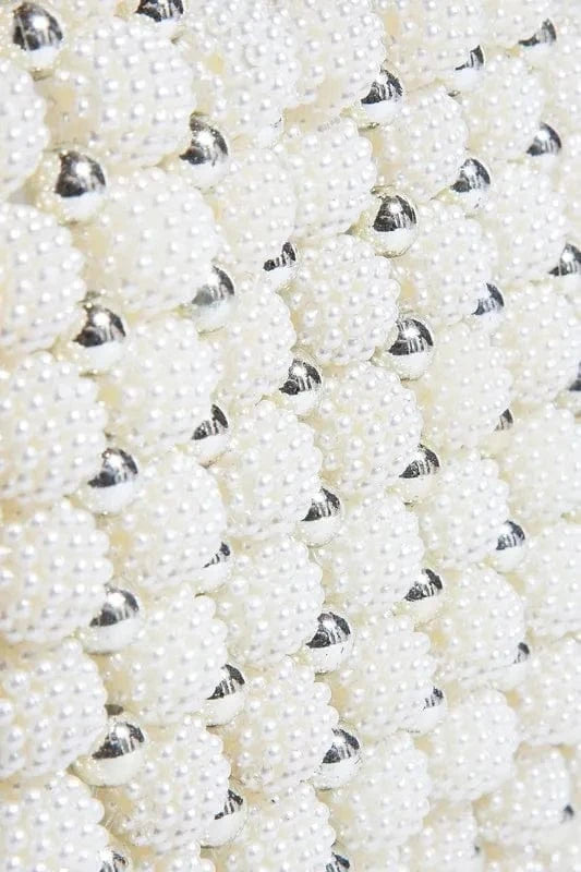 Fame Metallic and Pearl Cluster Beaded Handbag Handbags Pearl / one size The Nichole Collection