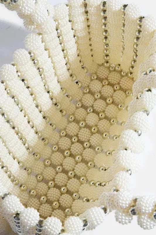 Fame Metallic and Pearl Cluster Beaded Handbag Handbags Pearl / one size The Nichole Collection