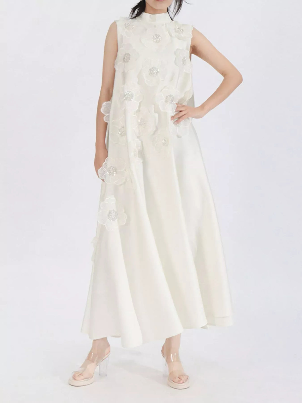 Floral-Embellished Sleeveless Maxi Dress The Nichole Collection