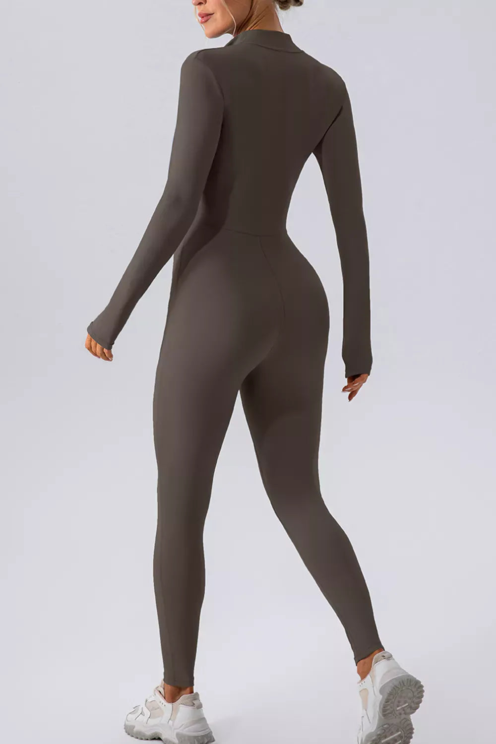 Half-Zip Mock-Neck Active Jumpsuit - Dark Blue / S