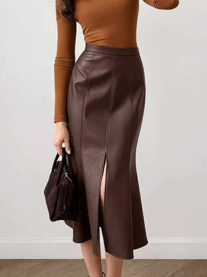 Slit Mermaid Midi Skirt The Nichole Collection