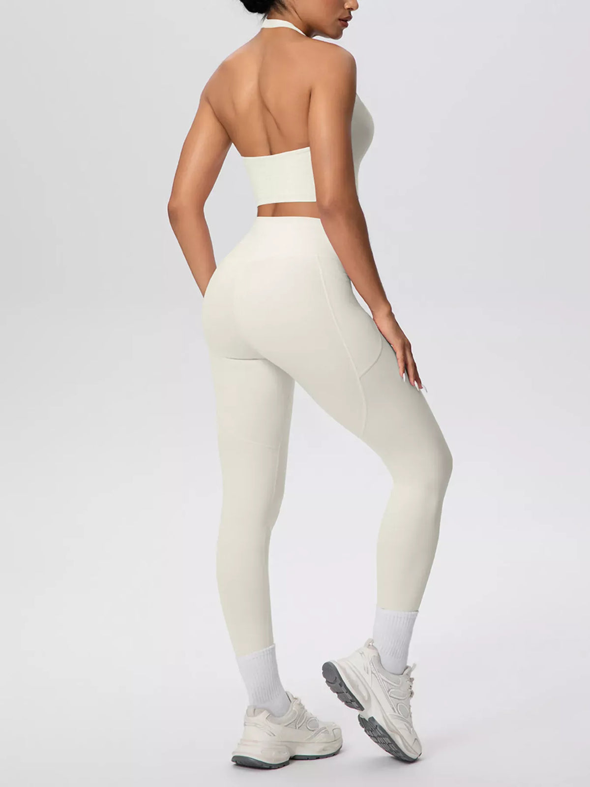 Halter-Neck Crop Top and High-Waisted Leggings Active Set The Nichole Collection - Official Site