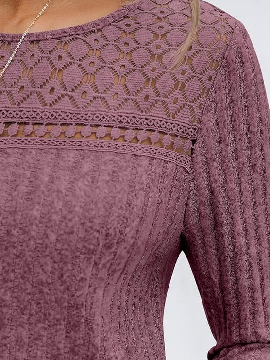 Feminine Lace Detail Fall Blouse Blouses The Nichole Collection