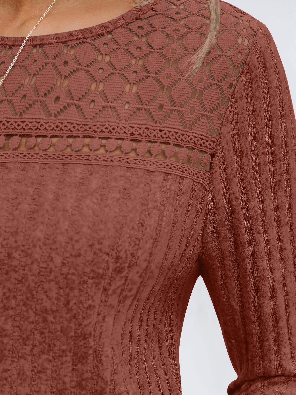 Feminine Lace Detail Fall Blouse Blouses The Nichole Collection
