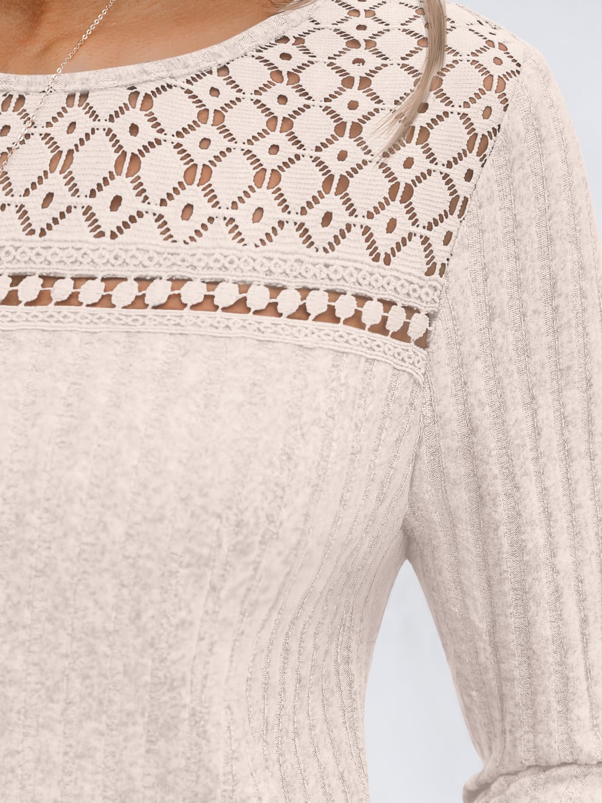 Feminine Lace Detail Fall Blouse Blouses The Nichole Collection