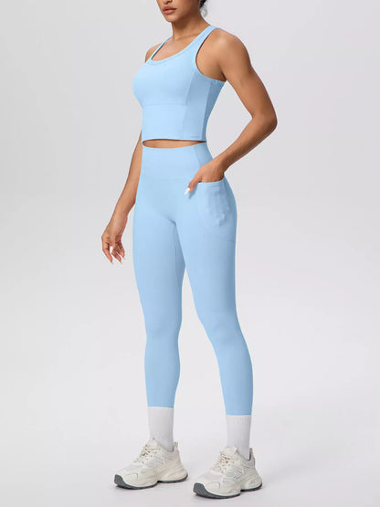 Scoop-Neck Tank and High-Waisted Leggings Active Set The Nichole Collection - Official Site